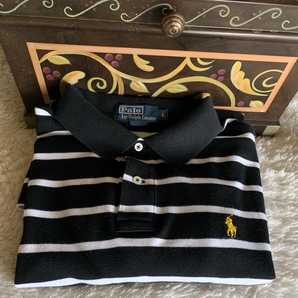 Polo Ralph Lauren Other - Polo by Ralph Lauren Black w/White Striped Shirt L